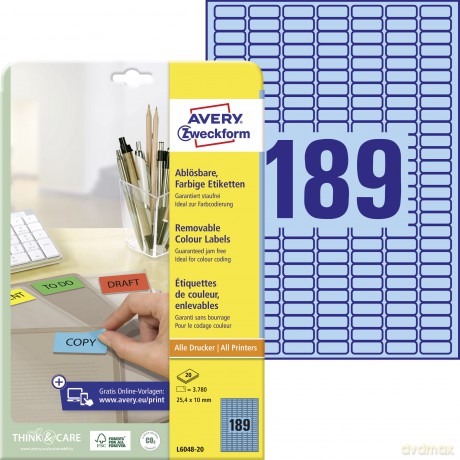 3.780 AVERY Zweckform Etiketten L6048-20