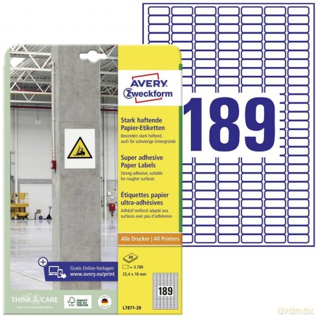 3.780 AVERY Zweckform Power-Etiketten L7