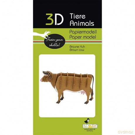 3D Paper Model Brown Cow