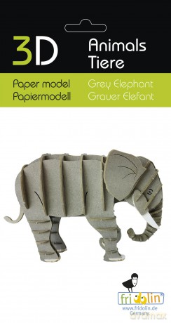 3D Paper Model Grey Elephant