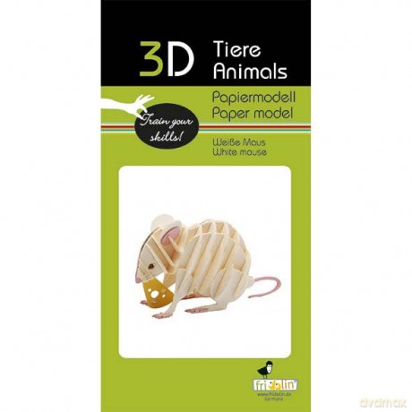 3D Paper Model White Mouse