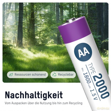 4 ANSMANN Akkus 2000 Mignon AA 1.800 mAh