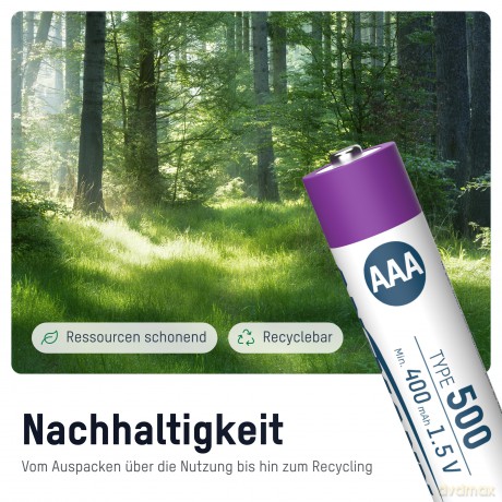4 ANSMANN Akkus 500 Micro AAA 400 mAh