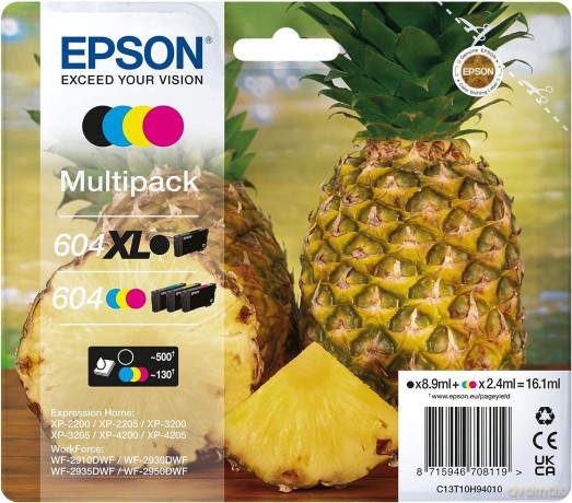 4 EPSON 604/604XL T10H94 schwarz, cyan,