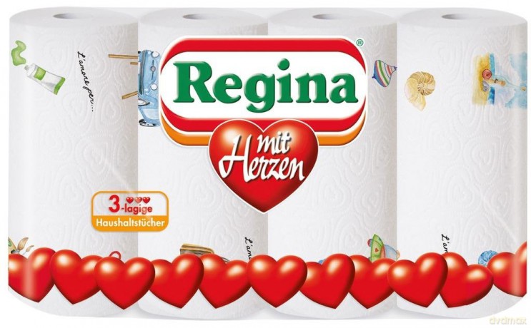 4 Regina Kźchenrollen mit Herzen 3-lagig