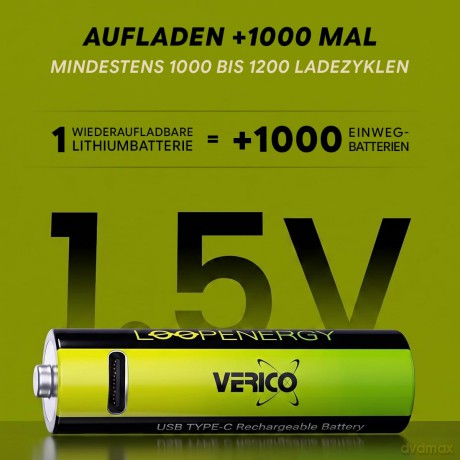 Verico: 4 VERICO Akkus mit Ladegert LoopEnergy