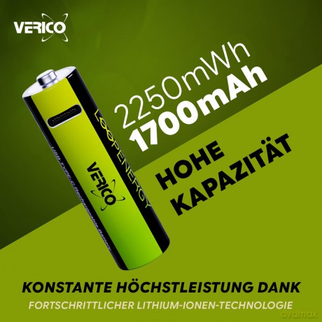 Verico: 4 VERICO Akkus mit Ladegert LoopEnergy