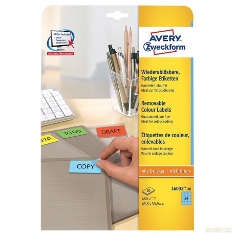 480 AVERY Zweckform Etiketten L6033-20 g