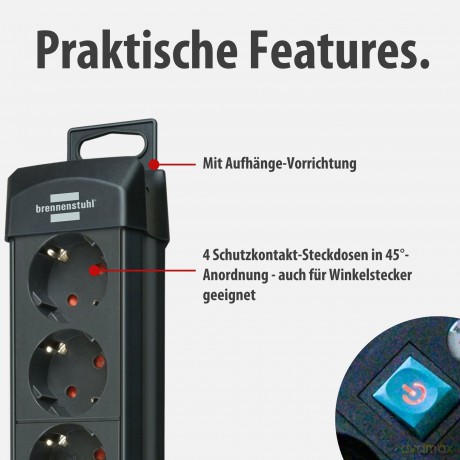 4fach Steckdosenleiste schwarz