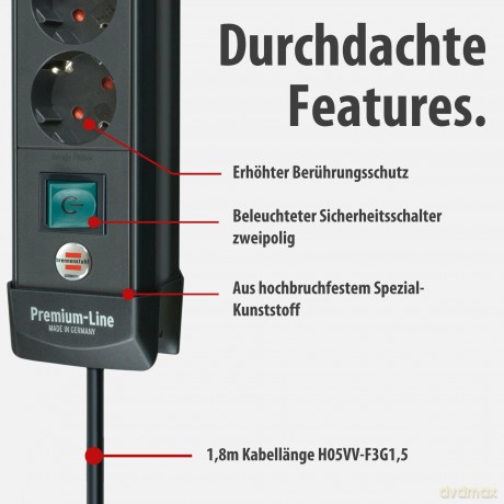4fach Steckdosenleiste schwarz