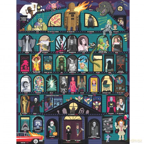 50 MustWatch Scary Movies Bucket List 1000piece Puzzle [KSIĄŻKA]