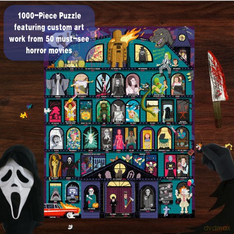 50 MustWatch Scary Movies Bucket List 1000piece Puzzle [KSIĄŻKA]