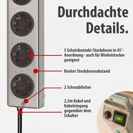 5fach Steckdosenl. Super-Solid