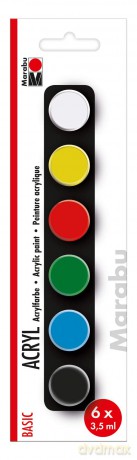 Marabu: 6 Marabu Basic Acrylfarben farbsortiert