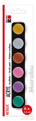 Marabu: 6 Marabu Metallic Acrylfarben farbsortie