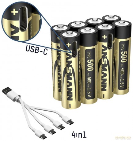 Ansmann: 8 ANSMANN USB-Akkus mit Ladekabel Premiu