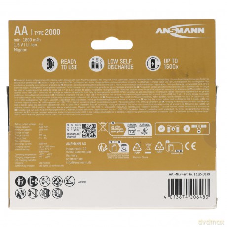 Ansmann: 8 ANSMANN USB-Akkus mit Ladekabel Premiu