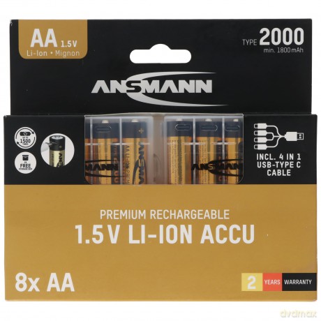 Ansmann: 8 ANSMANN USB-Akkus mit Ladekabel Premiu
