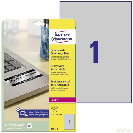 8 AVERY Zweckform Typenschildetiketten L