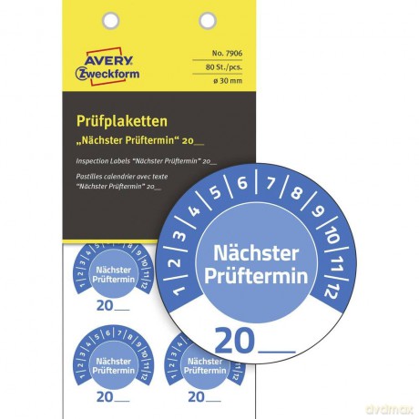 80 AVERY Zweckform Prźfplaketten 7906 bl