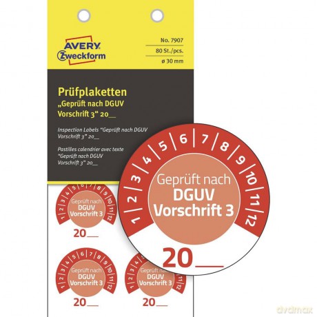 80 AVERY Zweckform Prźfplaketten 7907 ro