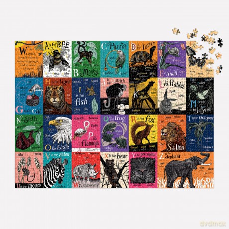A is for Bee An Alphabet in Translation 1000 Piece Family Puzzle [KSIĄŻKA]