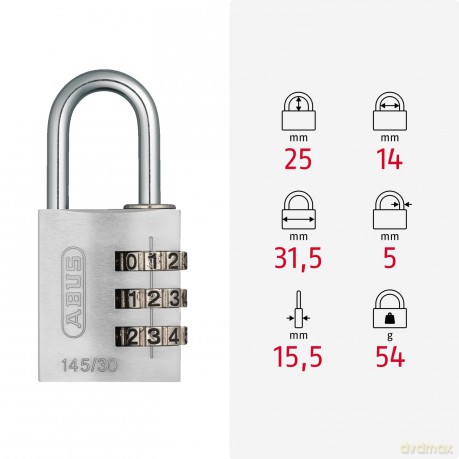 ABUS Vorhngeschloss ABUS 145/30 rot