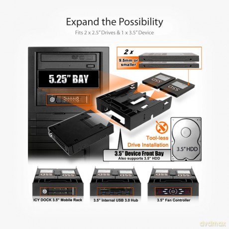 Adapter IcyDock 3,5" -> 5,25" + 2x6,3c