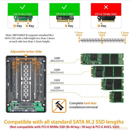 Adapter IcyDock M.2 SATA SSD -> 2,5"Sata