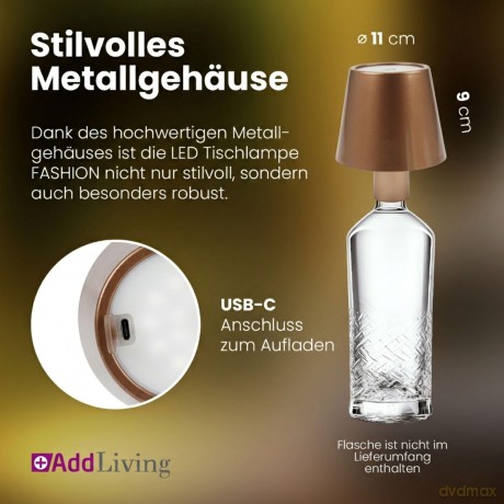 AddLiving LED Flaschenleuchte Bronze