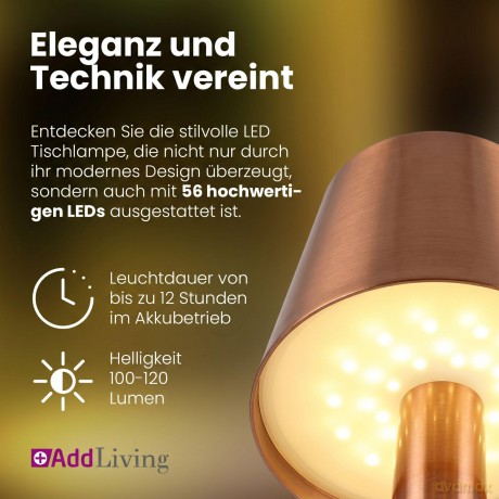 AddLiving LED Flaschenleuchte Bronze