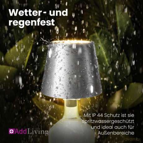 AddLiving LED Flaschenleuchte Silber