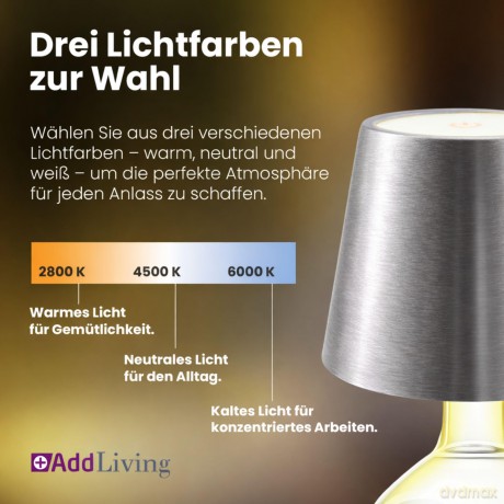 AddLiving LED Flaschenleuchte Silber