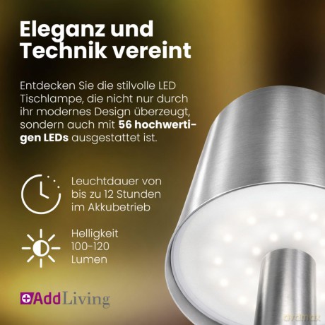 AddLiving LED Flaschenleuchte Silber