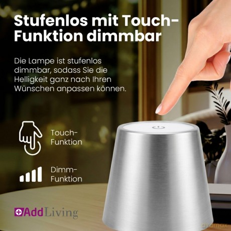 AddLiving LED Flaschenleuchte Silber