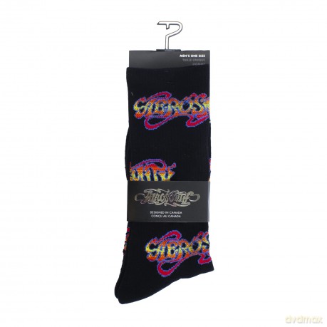 Aerosmith Rock Tour All Over Logo Crew Socks (One Size)