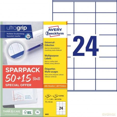Avery Zweckform: AKTION: 1.560 AVERY Zweckform Etiketten