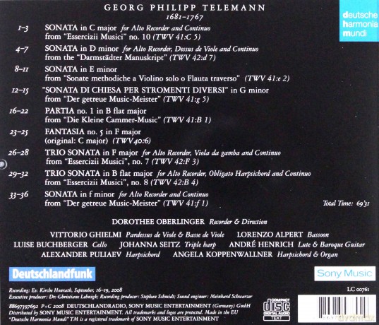 Dorothee Oberlinger: Telemann: Works for Recorder [CD]