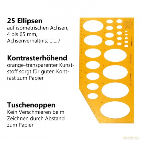 Aristo: ARISTO Zeichenschablone ISOMETRIC orange