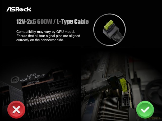 ASRock CB-12V2X6L600W GPU 90° Winkelkabe