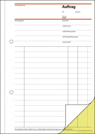 Auftrag,A5,2x40Blatt,2-Fach