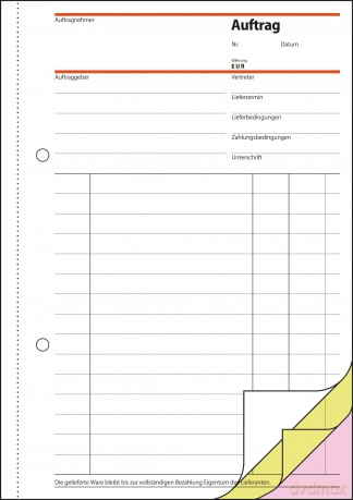 Auftrag,A5,3x40Blatt,3-Fach