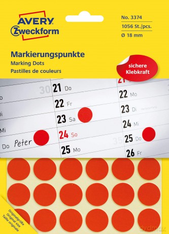 AVERY Zweckform Klebepunkte 3374 rot