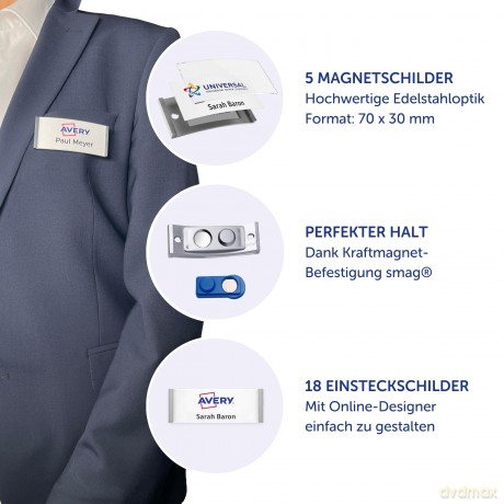 Avery Zweckform: AVERY Zweckform Namensschilder mit Magne