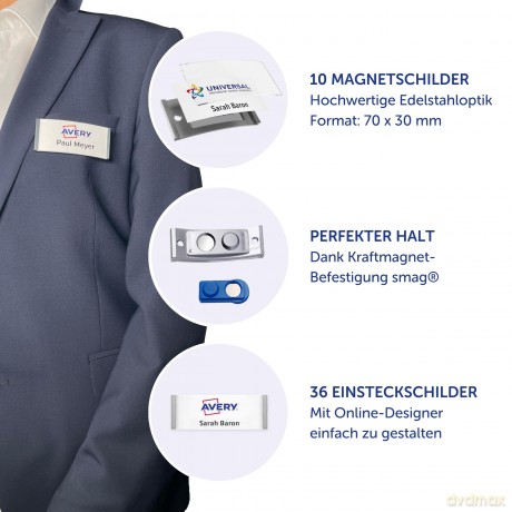 Avery Zweckform: AVERY Zweckform Namensschilder mit Magne