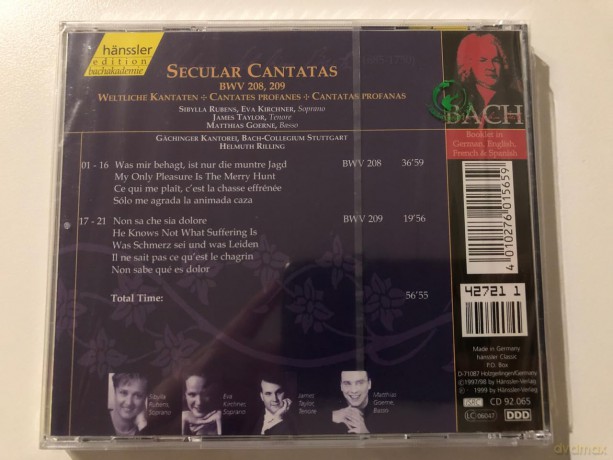 Bach - Collegium - Rilling: Bach - Kantaten Bwv 208 209 [CD]
