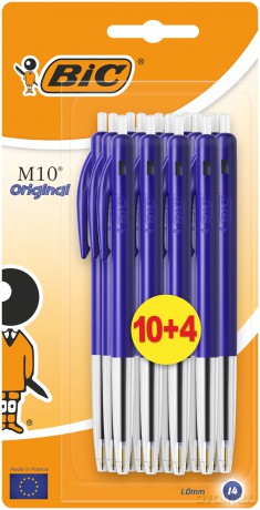 Balpen Bic M10 blauw 10+4/bls