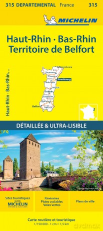 BasRhin HautRhin Territoire de Belfort Michelin Local Map 315 [KSIĄŻKA]