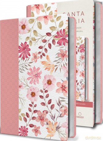 Biblia Reina Valera 1960 Letra Grande. Piel Rosada Con Flores, Tamano Manual [KSIĄŻKA]