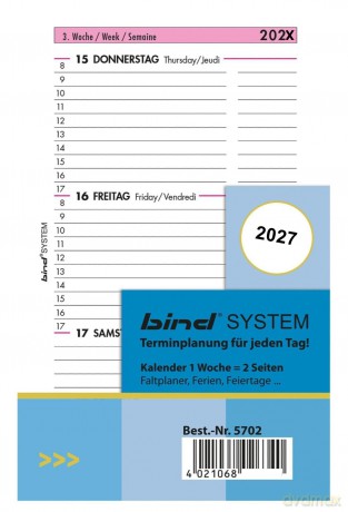 Bind: bind Kalendereinlage 2026 Mini (7,9 x 12